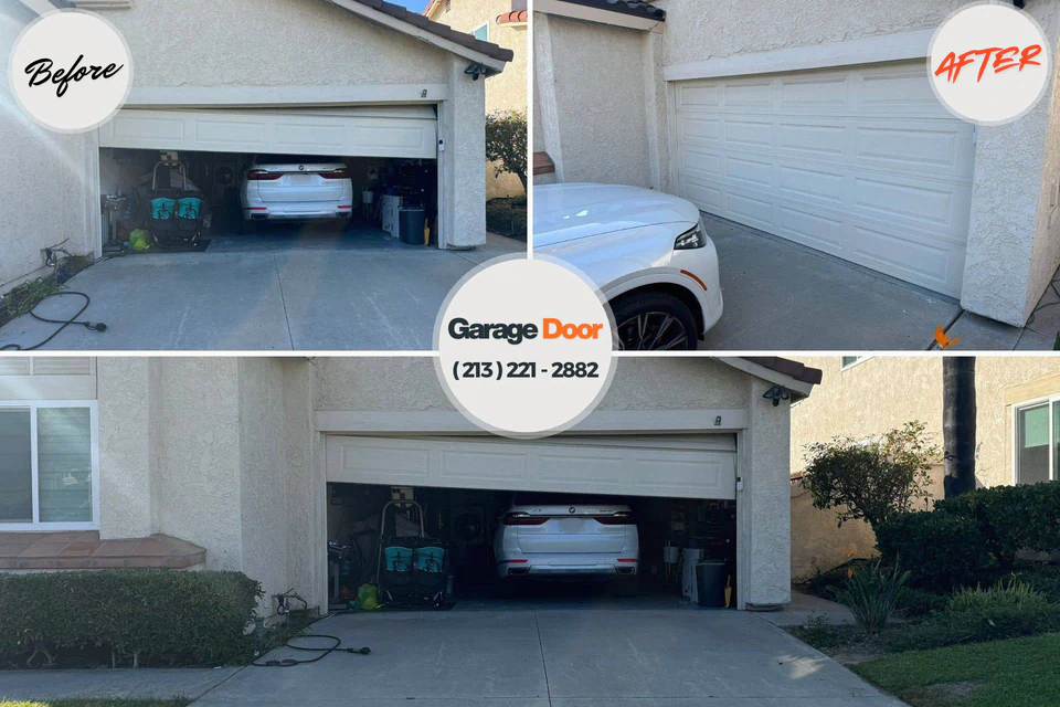 Before and after: garage door repair Cross Plains, WI